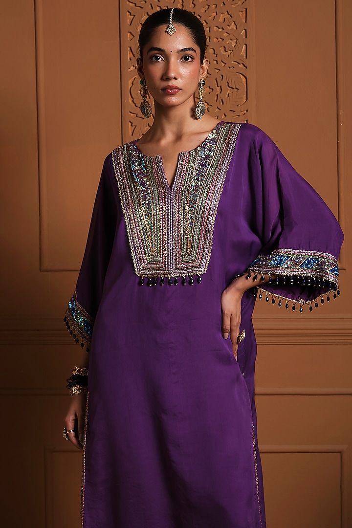 Purple Organza Kaftan Set by Sonia Khatri at Pernia's Pop Up Shop