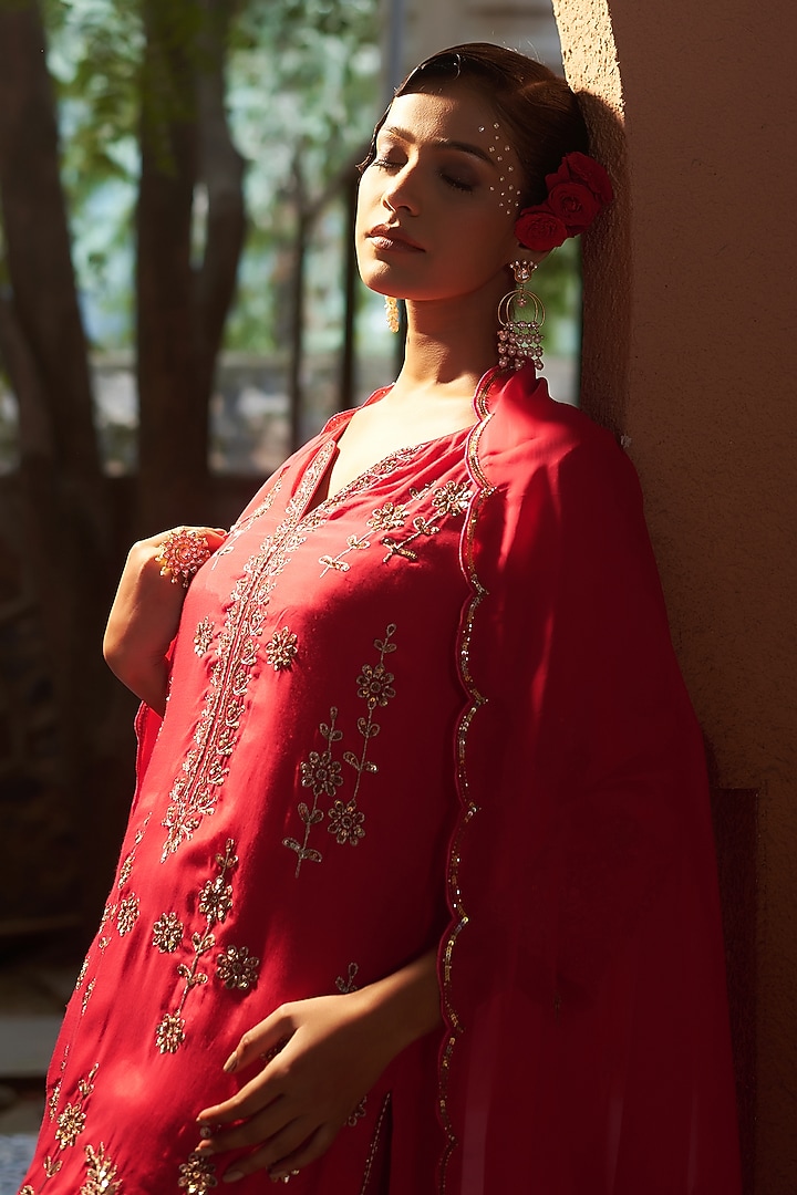 Pink Mulmul Wedding Sharara Set by Sonia Khatri at Pernia's Pop Up Shop