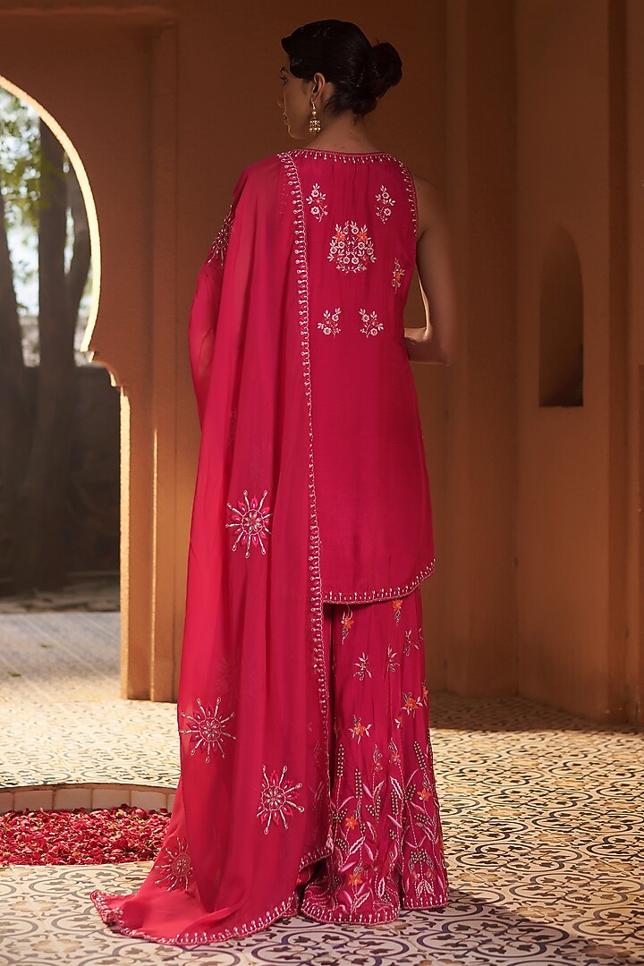 Pink Mulmul Wedding Sharara Set by Sonia Khatri at Pernia's Pop Up Shop