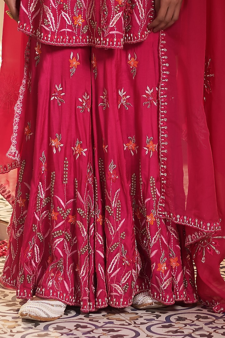 Pink Mulmul Wedding Sharara Set by Sonia Khatri at Pernia's Pop Up Shop