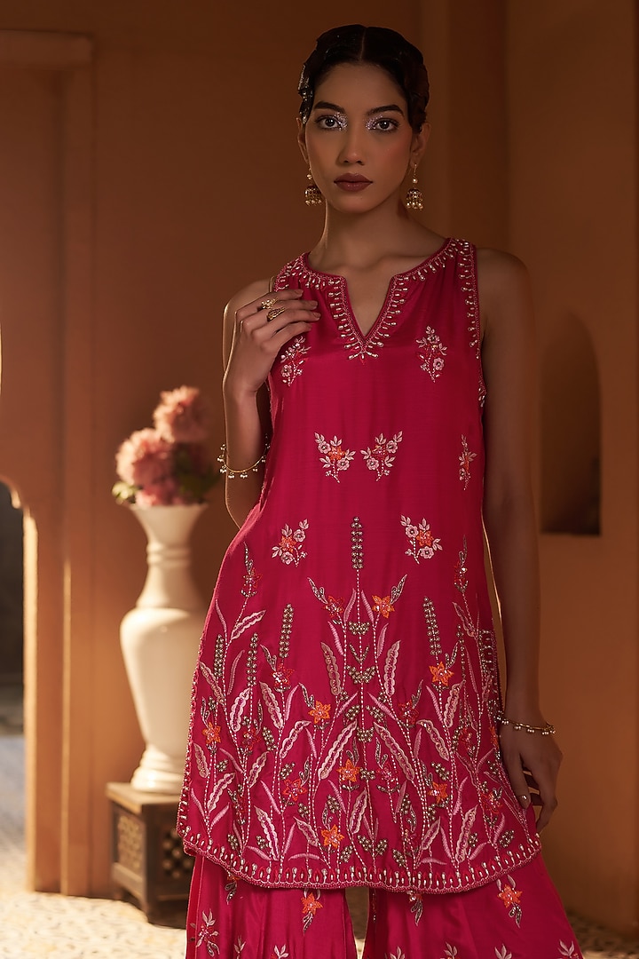 Pink Mulmul Wedding Sharara Set by Sonia Khatri at Pernia's Pop Up Shop