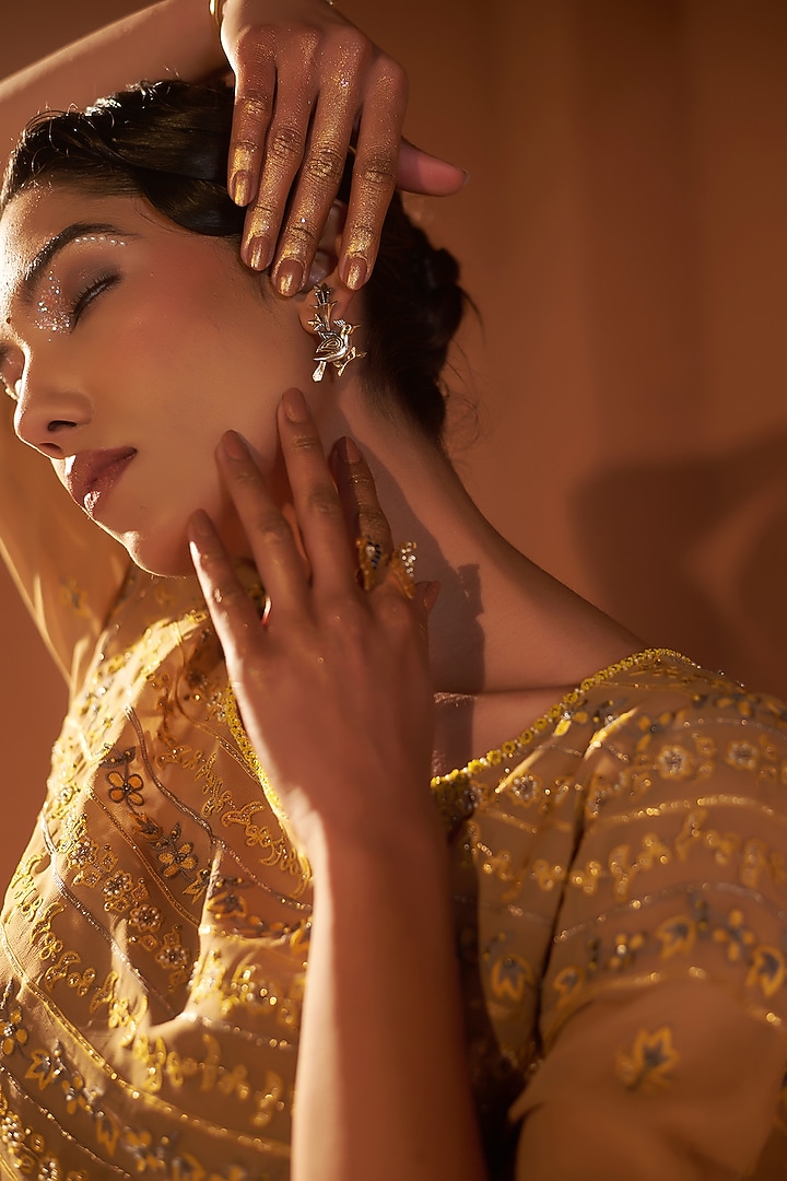 Beige Crepe Floral Printed Wedding Sharara Set by Sonia Khatri at Pernia's Pop Up Shop