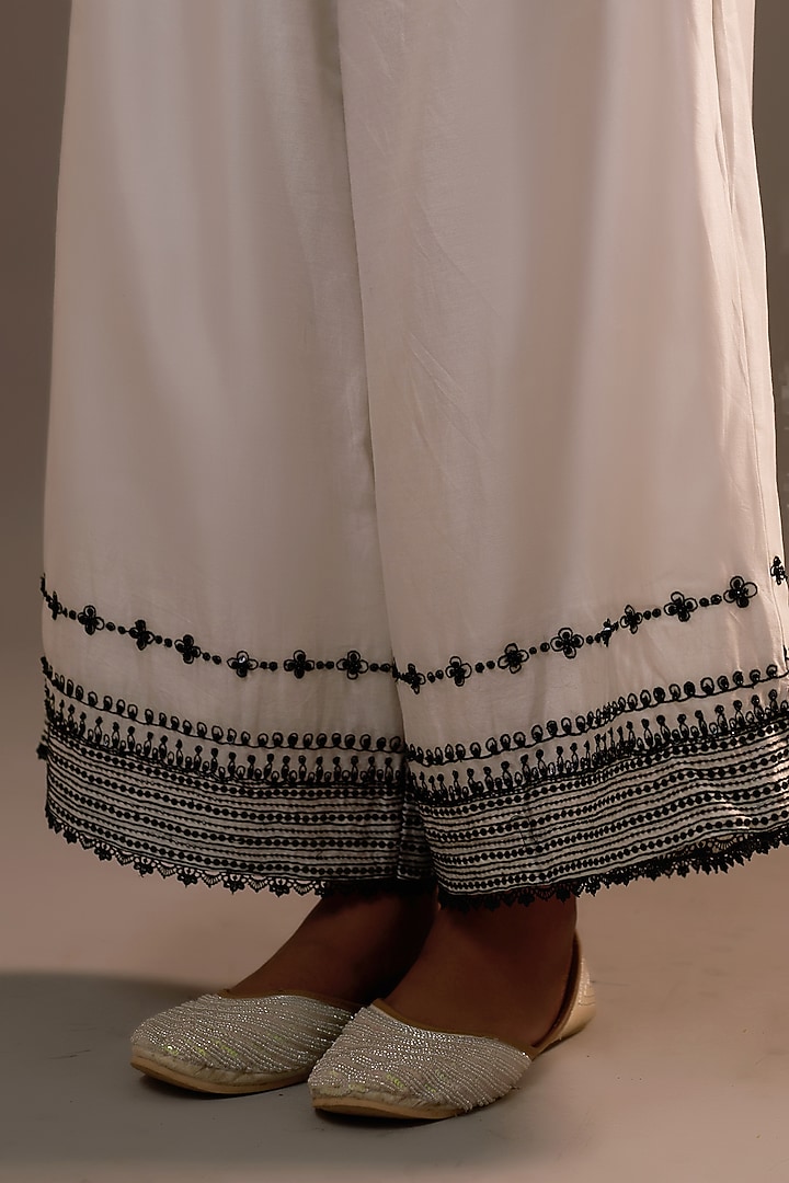 White Summer Silk Sequins Hand & Machine Embroidered Co-Ord Set by Sonia Khatri at Pernia's Pop Up Shop