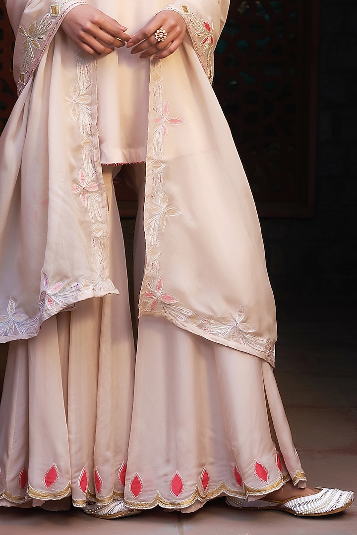 Peach Organza Embroidered Wedding Sharara Set by Sonia Khatri at Pernia's Pop Up Shop