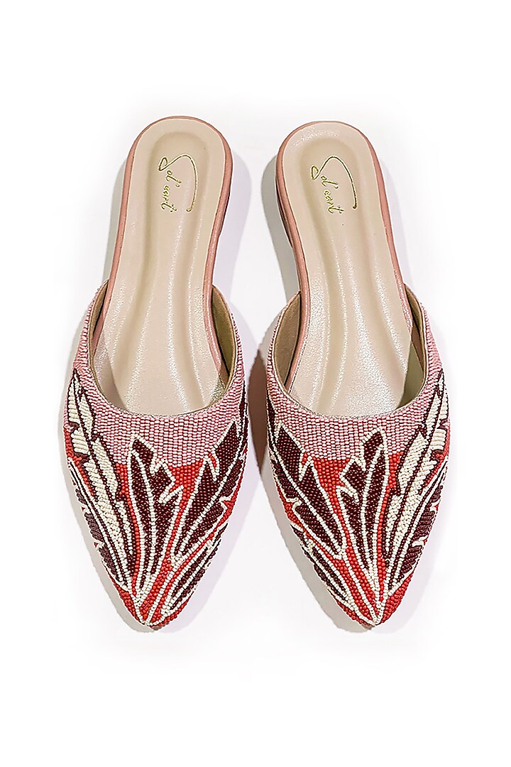 Multi-Colored Vegan Leather Bead Embroidered Mules by Soleart Fashion at Pernia's Pop Up Shop