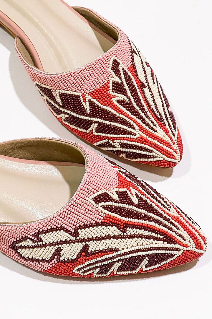 Multi-Colored Vegan Leather Bead Embroidered Mules by Soleart Fashion at Pernia's Pop Up Shop