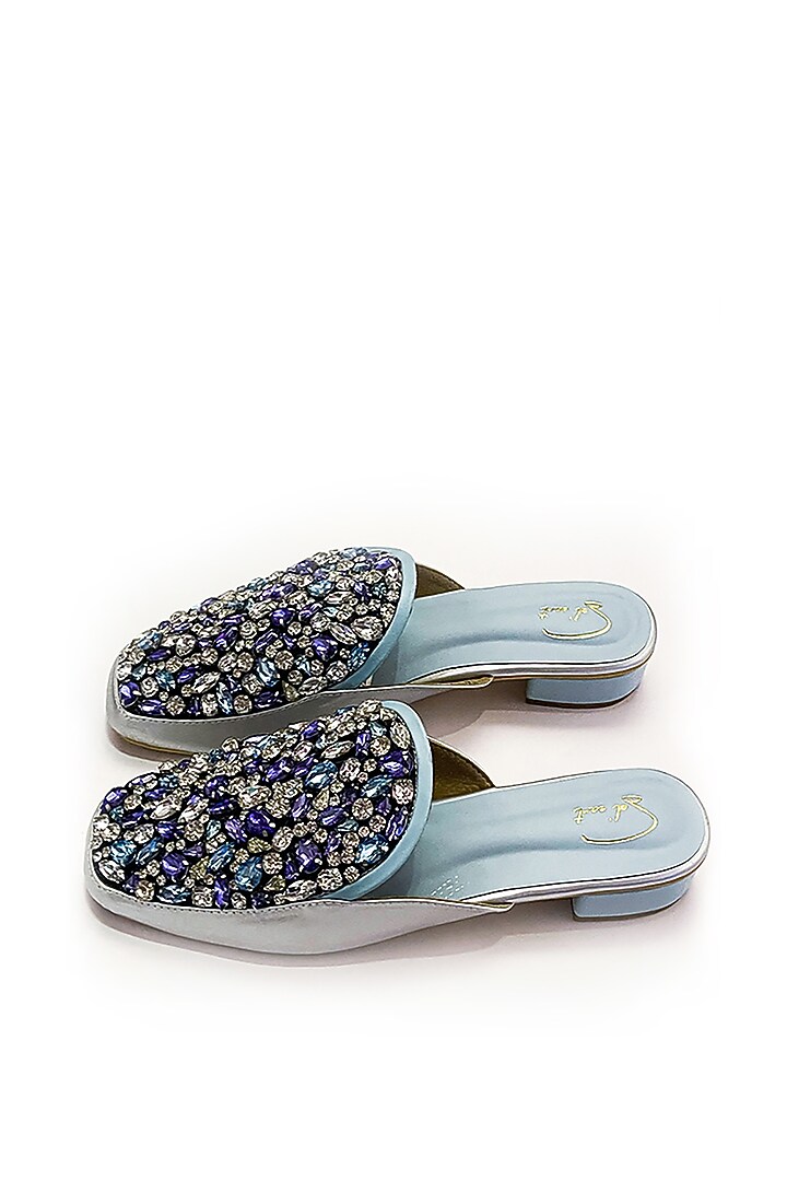 Multi-Colored Vegan Leather Stone Embellished Mules by Soleart Fashion at Pernia's Pop Up Shop