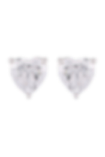 White Finish Swarovski Stud Earrings In Sterling Silver by Solasta Jewellery