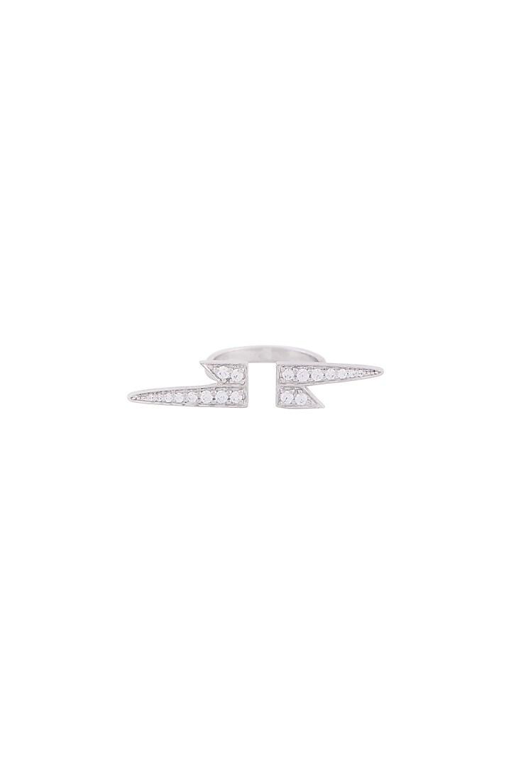 White Finish Swarovski High-Voltage Ring In Sterling Silver by Solasta Jewellery at Pernia's Pop Up Shop