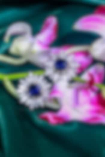 White Finish Swarovski & Sapphire Earrings by Solasta Jewellery at Pernia's Pop Up Shop