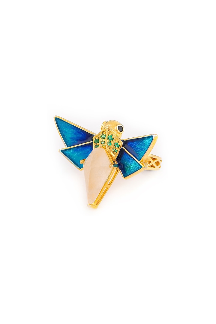 Gold Finish Enamel Butterfly Rings by Solasta Jewellery at Pernia's Pop Up Shop