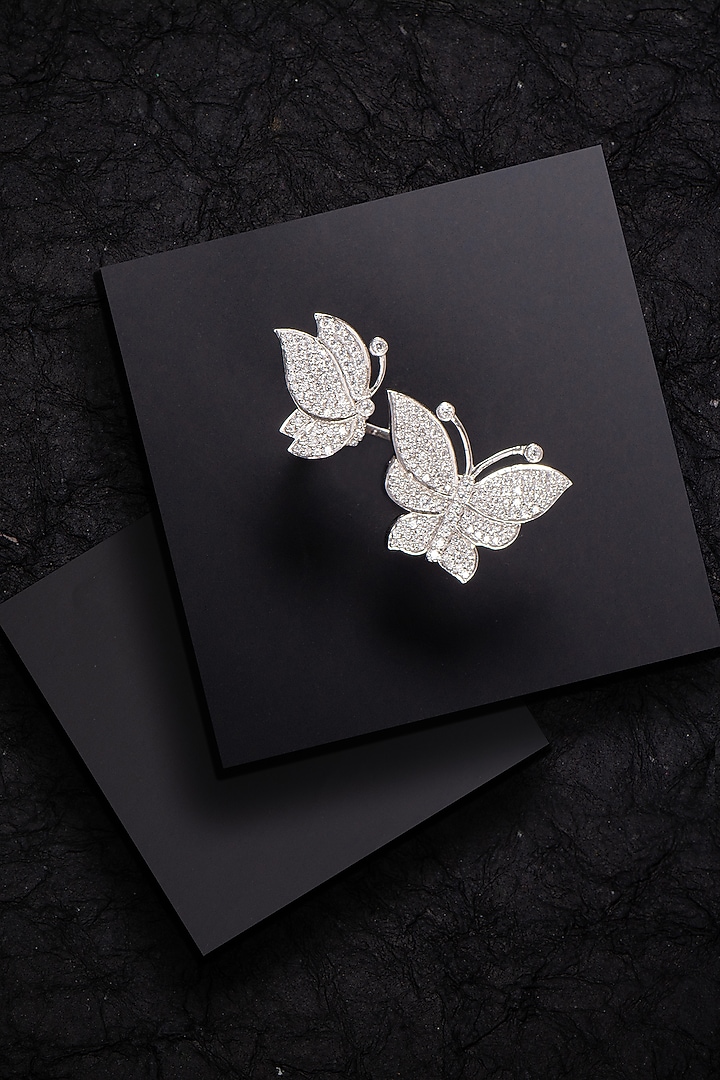 White Finish Swarovski Butterfly Rings by Solasta Jewellery at Pernia's Pop Up Shop
