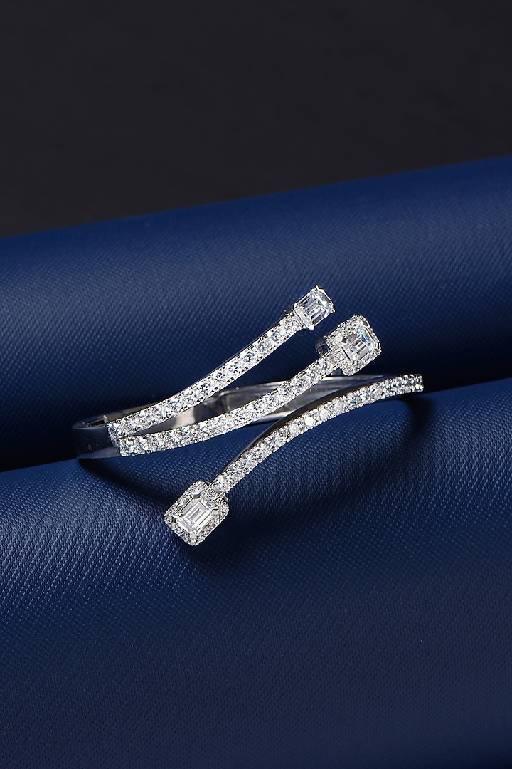 White Finish Swarovski Triple Bracelet by Solasta Jewellery
