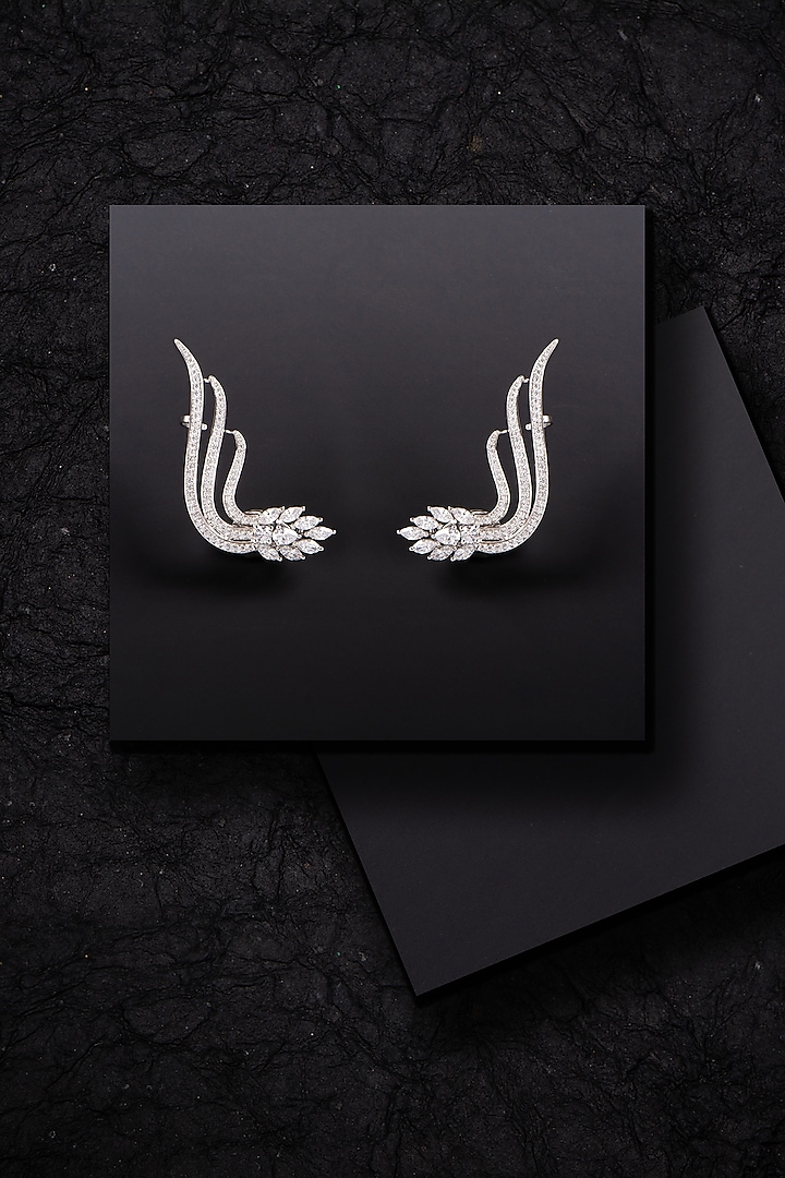 White Finish Swarovski Zirconia Ear Cuffs by Solasta Jewellery