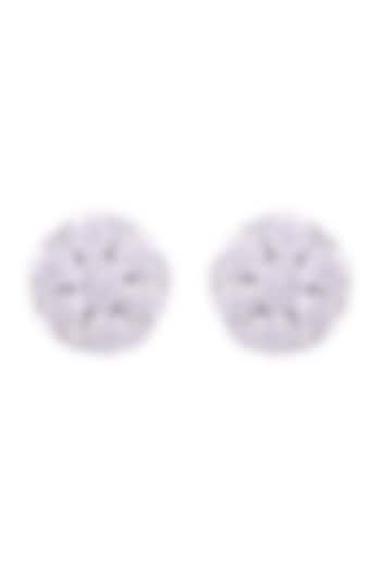 White Finish Swarovski Zirconia Stud Earrings In Sterling Silver by Solasta Jewellery
