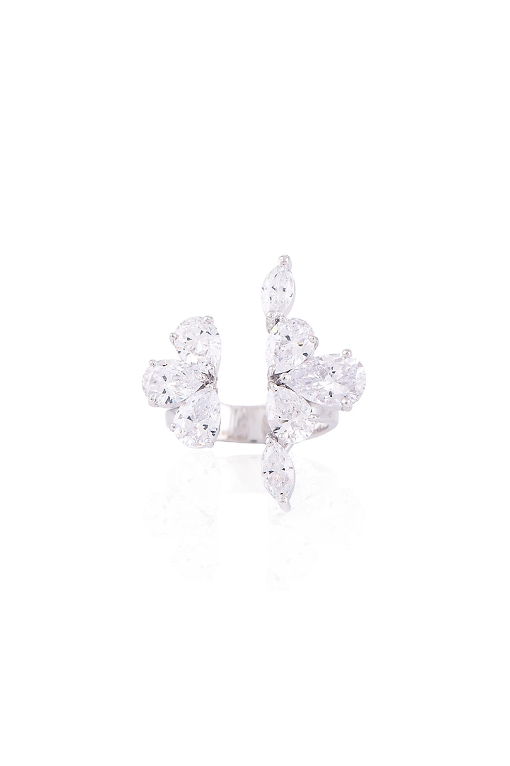 White Finish Ring In Sterling Silver by Solasta Jewellery at Pernia's Pop Up Shop