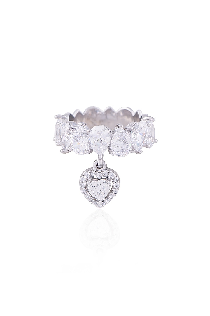 White Finish Band Ring In Sterling Silver by Solasta Jewellery at Pernia's Pop Up Shop