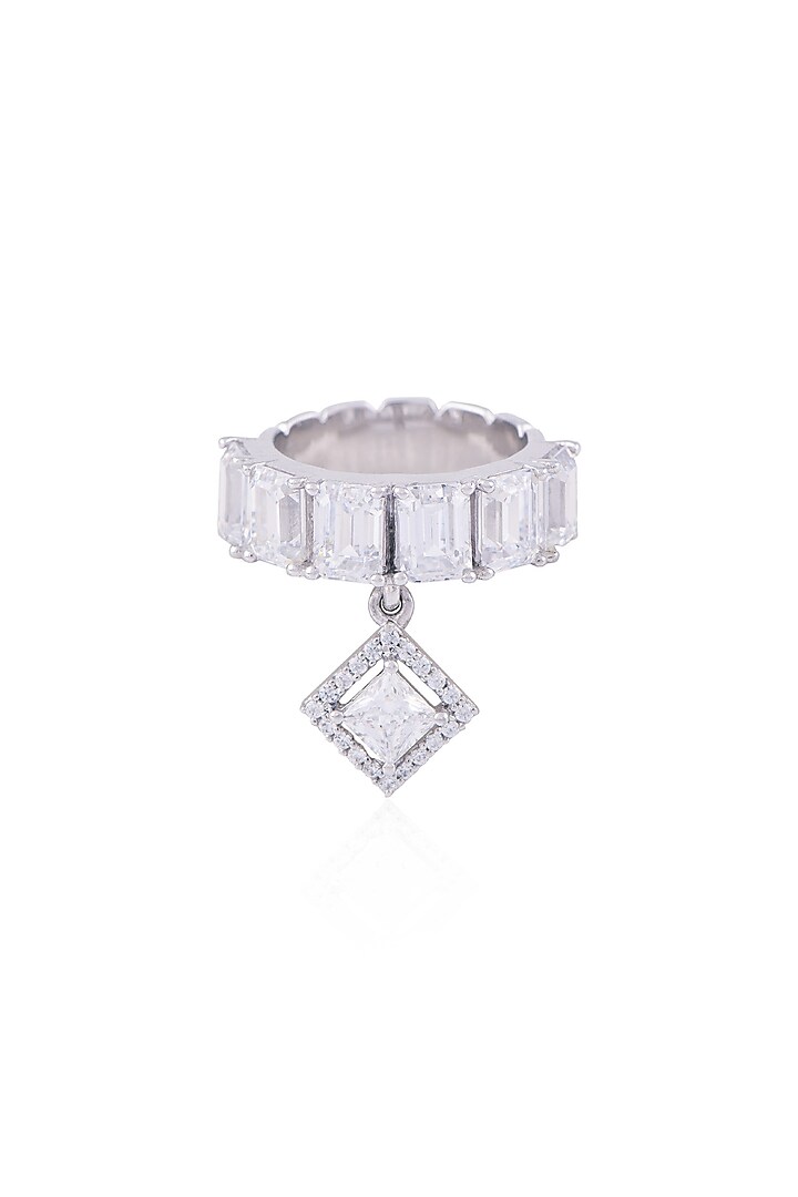 White Finish Band Ring With Drop In Sterling Silver by Solasta Jewellery at Pernia's Pop Up Shop