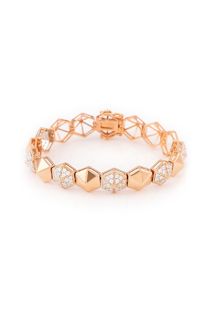 Rose Gold Finish Bracelet In Sterling Silver by Solasta Jewellery at Pernia's Pop Up Shop
