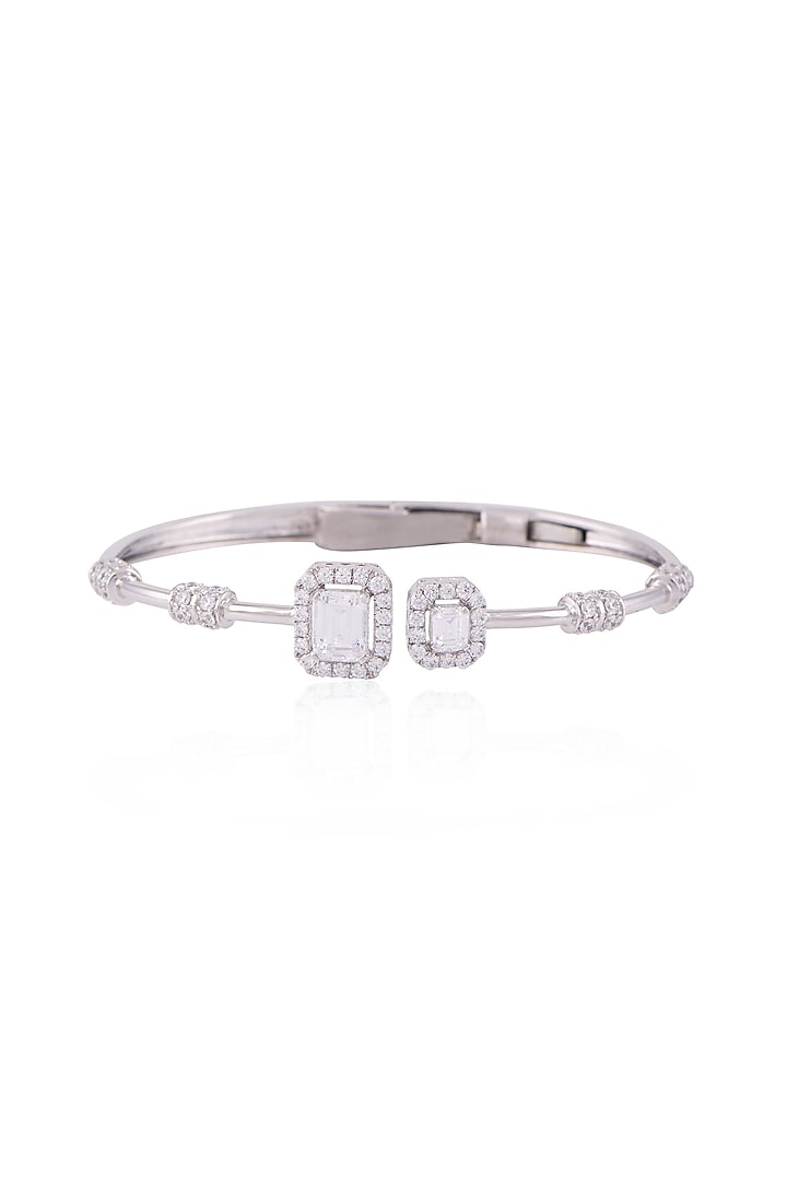 White Finish Solitaire Bracelet In Sterling Silver by Solasta Jewellery at Pernia's Pop Up Shop