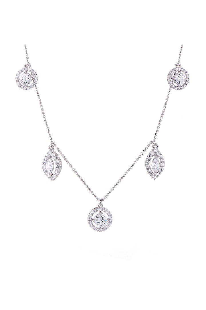 White Finish Pendant Necklace In Sterling Silver by Solasta Jewellery at Pernia's Pop Up Shop