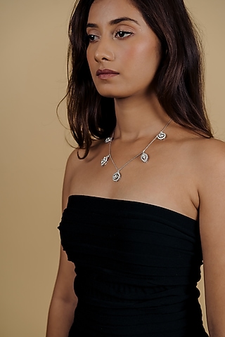 White Finish Pendant Necklace In Sterling Silver  by Solasta Jewellery