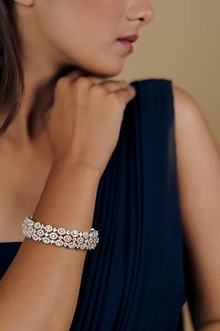 Two Tone Finish Swarovski Zirconia Bangle In Sterling Silver by Solasta Jewellery