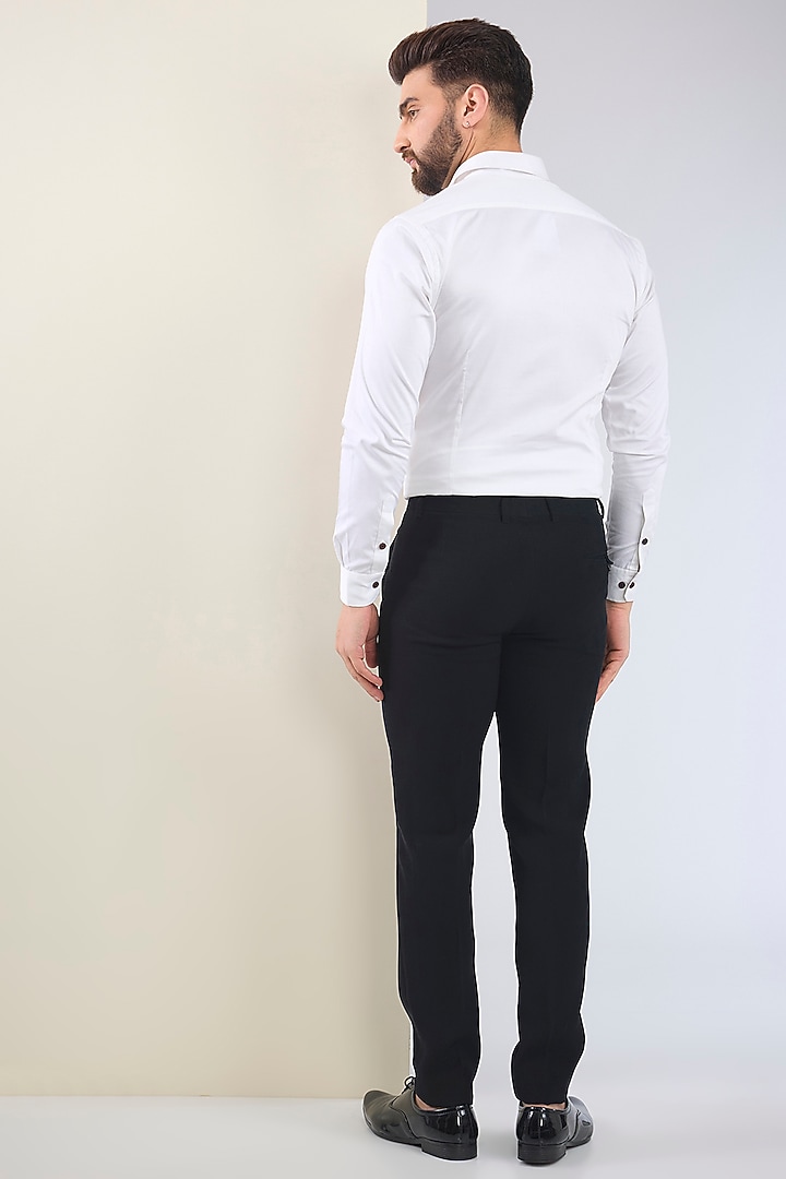 Black Micro Suiting Hand Embroidered Tuxedo Set by Soltee By Sulakshana Monga Men at Pernia's Pop Up Shop