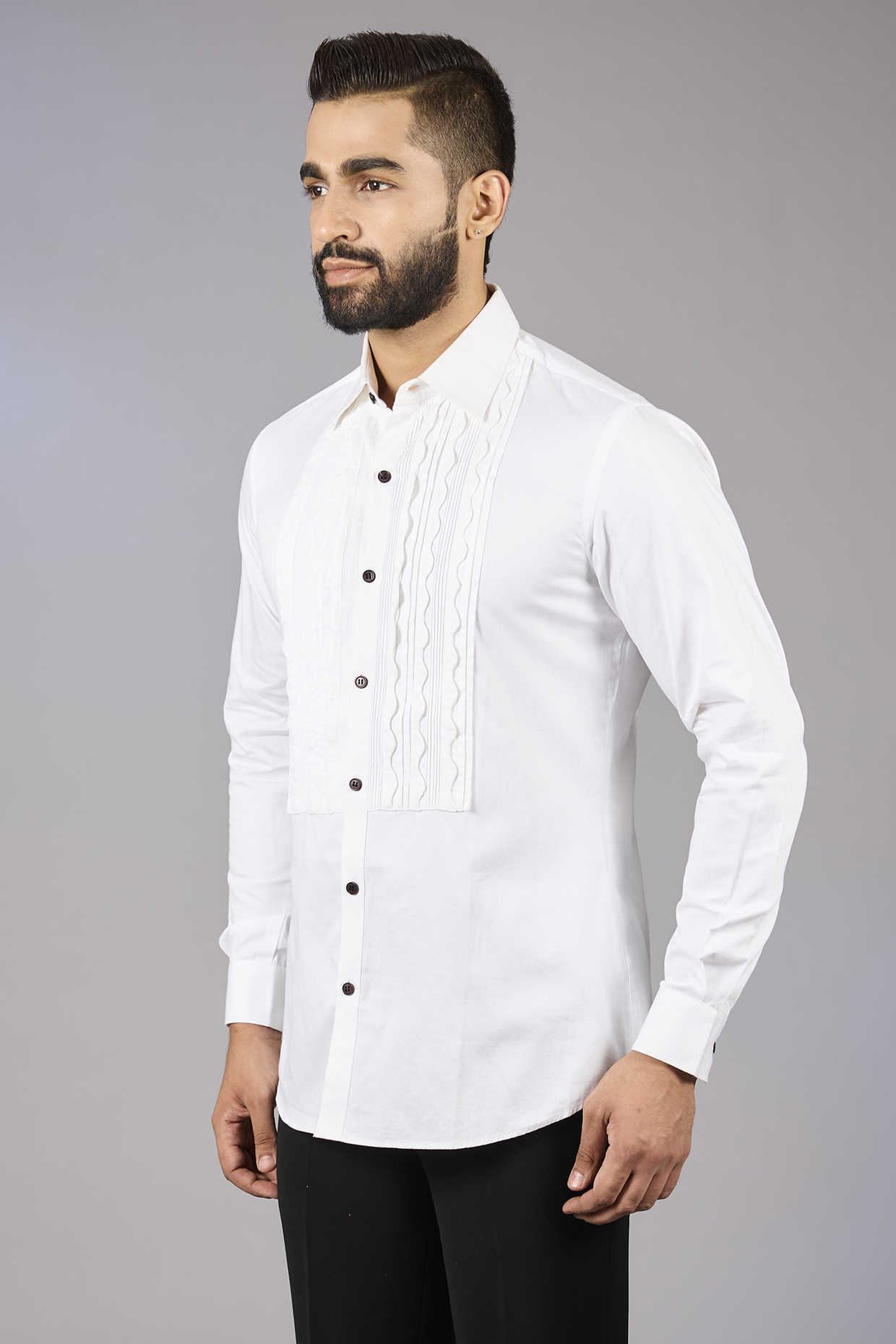 White Cotton Shirt by Soltee By Sulakshana Monga Men