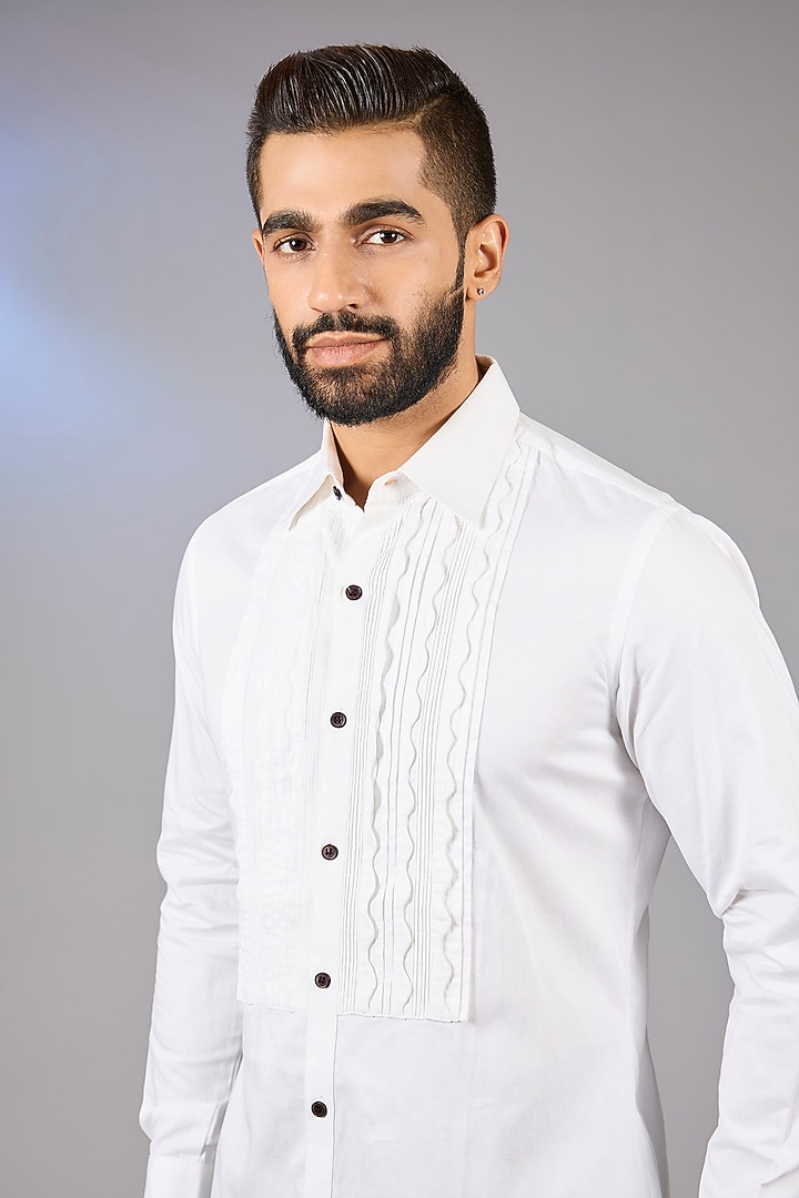 White Cotton Shirt by Soltee By Sulakshana Monga Men at Pernia's Pop Up Shop