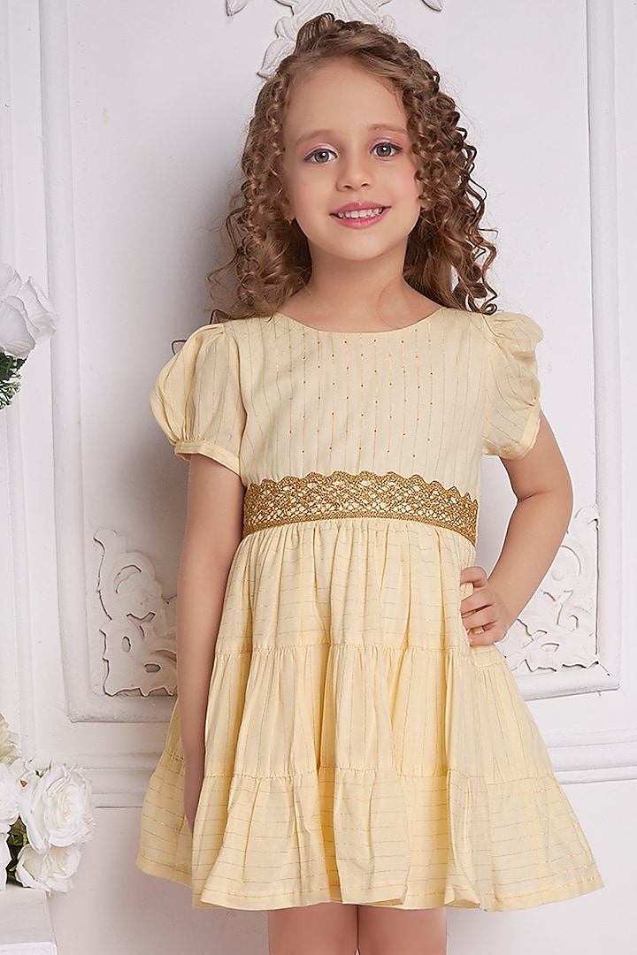 Ivory Cotton Hand Embroidered Dress For Girls by Soleilclo