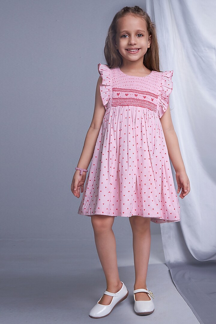Pink Viscose Dress For Girls by Soleilclo