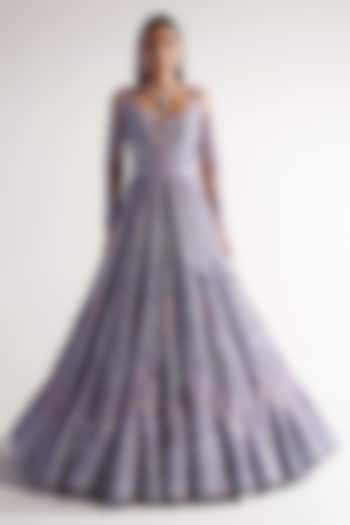 Lavender Net A-Line Gown by Sulakshana Monga