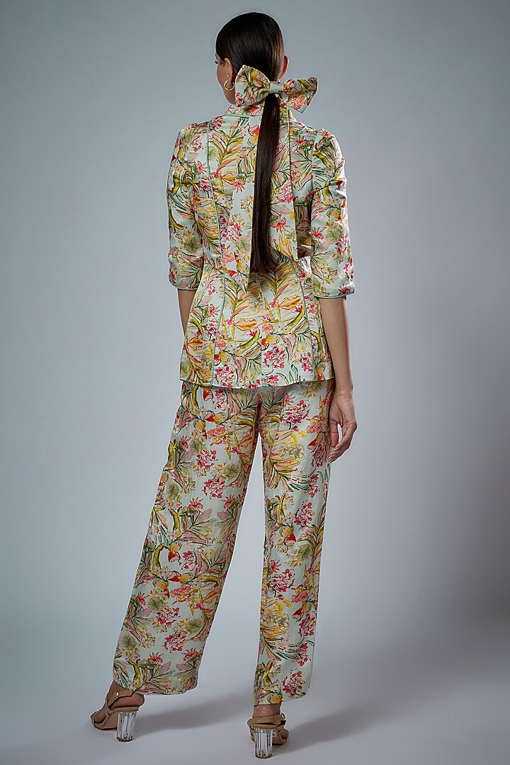 Multi-Colored Cupro Satin Printed Co-Ord Set by Sulakshana Monga at Pernia's Pop Up Shop