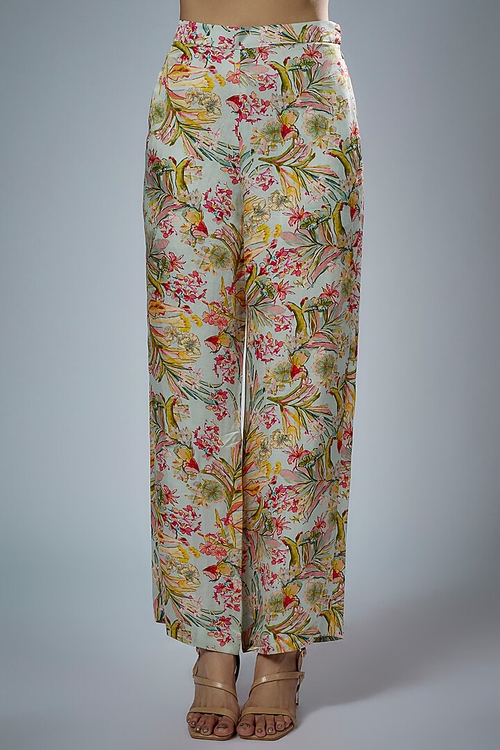 Multi-Colored Cupro Satin Printed Co-Ord Set by Sulakshana Monga at Pernia's Pop Up Shop
