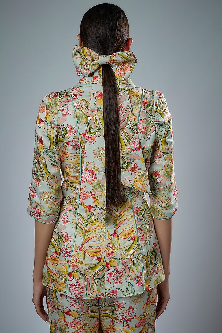Multi-Colored Cupro Satin Printed Co-Ord Set by Sulakshana Monga at Pernia's Pop Up Shop