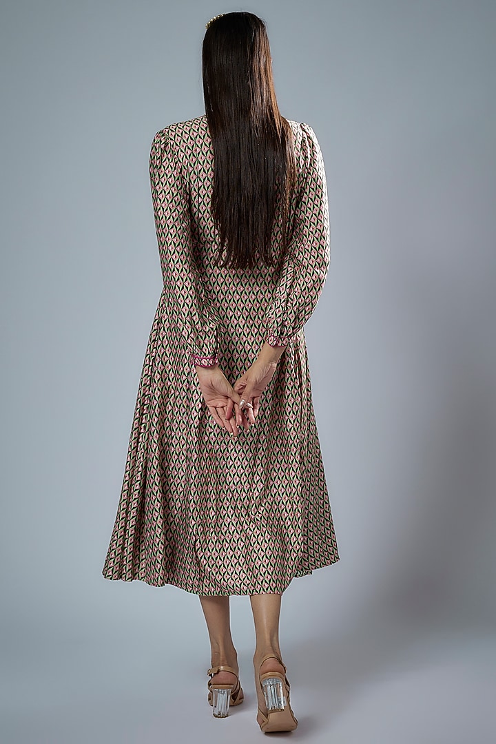 Multi-Colored Cupro Satin Printed Maxi Vacation Dress by Sulakshana Monga at Pernia's Pop Up Shop