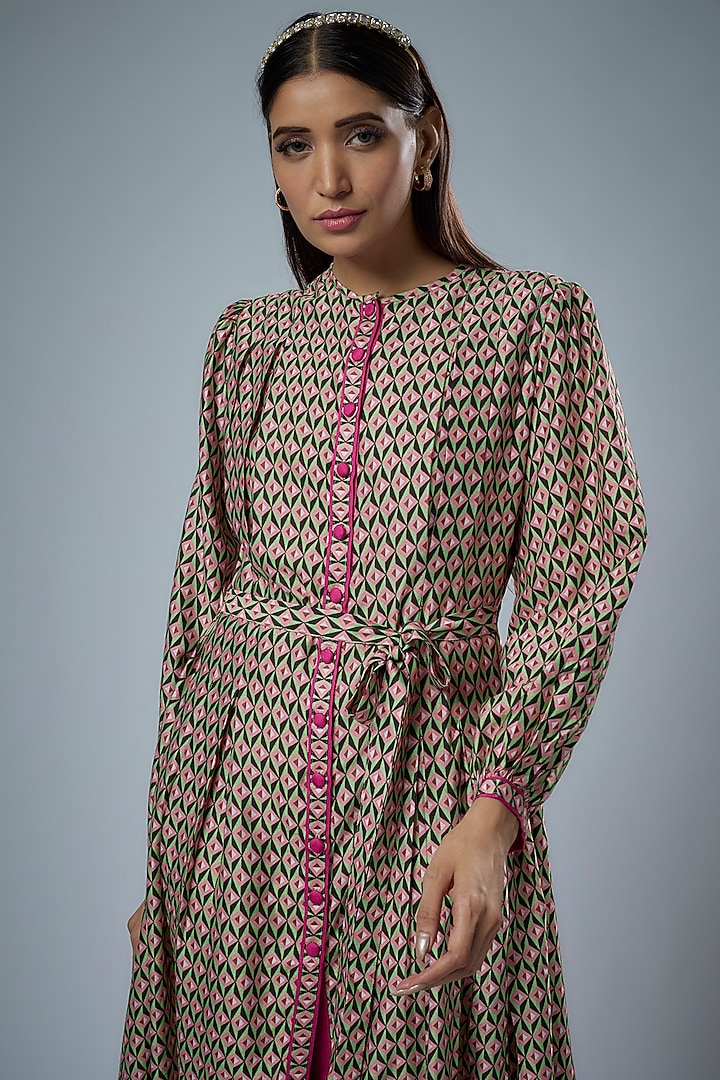 Multi-Colored Cupro Satin Printed Maxi Vacation Dress by Sulakshana Monga at Pernia's Pop Up Shop