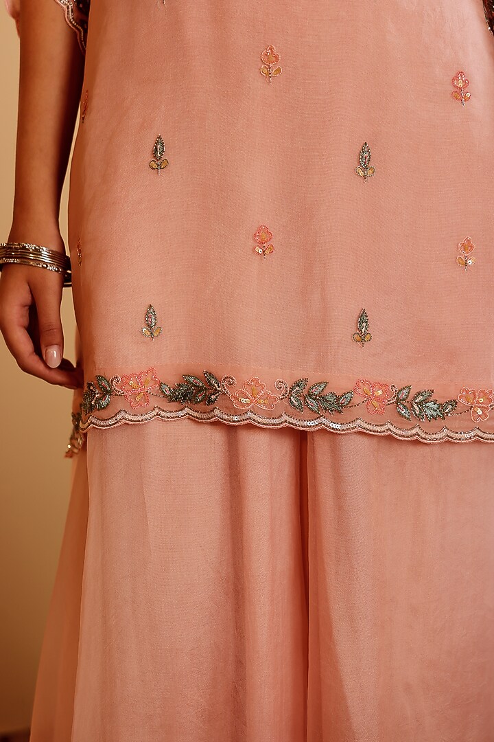Pink Organza Hand Embroidered Wedding Sharara Set by Sonali Methi at Pernia's Pop Up Shop