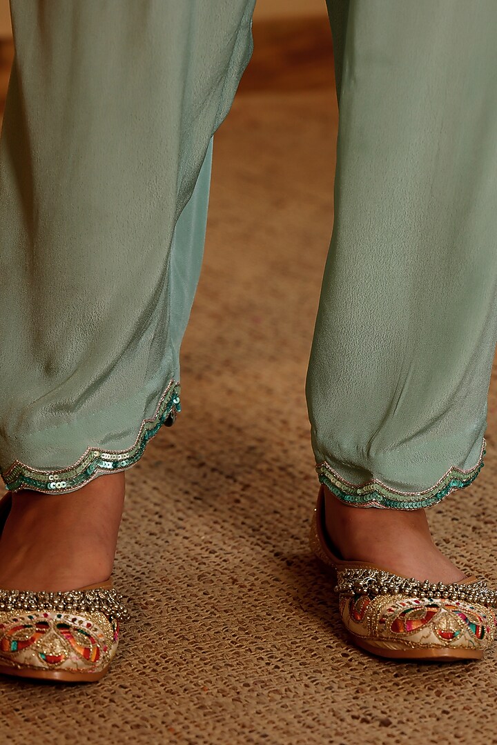 Blue Organza Hand Embroidered Kurta Set by Sonali Methi at Pernia's Pop Up Shop