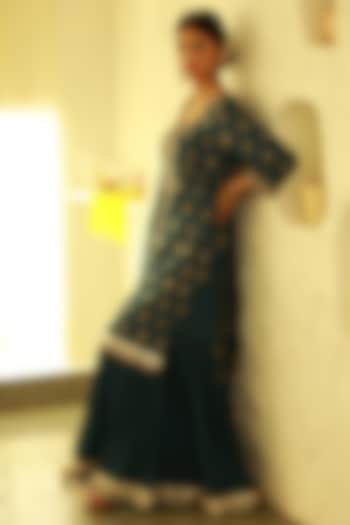 Royal Blue Banarasi Party Wear Sharara Set by Sonali Methi at Pernia's Pop Up Shop