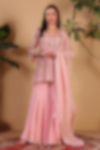 Pink Organza Wedding Sharara Set by Sonali Methi at Pernia's Pop Up Shop