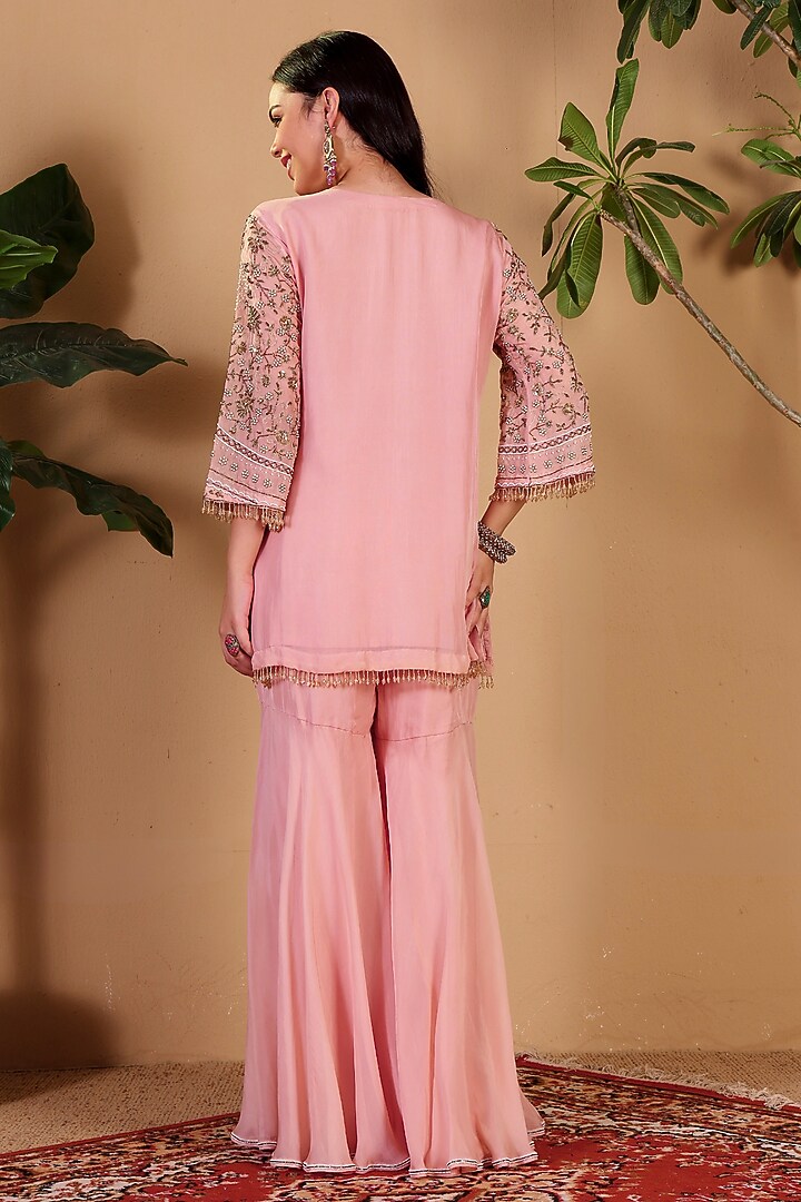 Pink Organza Wedding Sharara Set by Sonali Methi at Pernia's Pop Up Shop