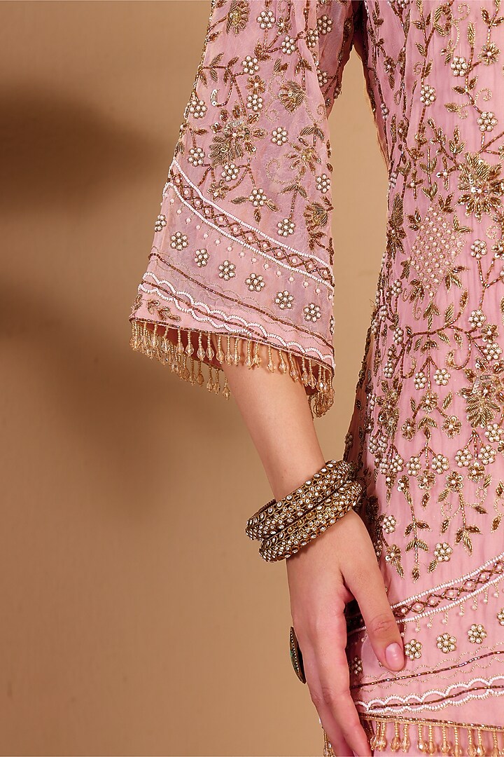 Pink Organza Wedding Sharara Set by Sonali Methi at Pernia's Pop Up Shop