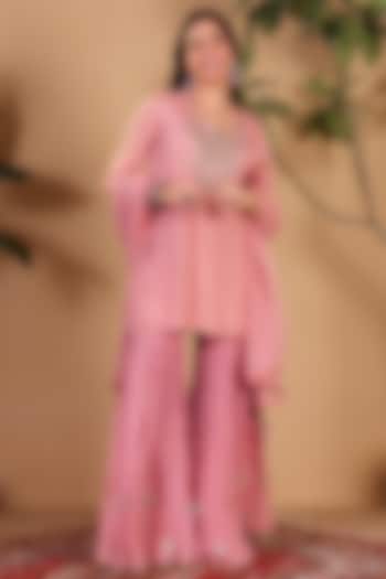 Pink Chinon Wedding Sharara Set by Sonali Methi at Pernia's Pop Up Shop