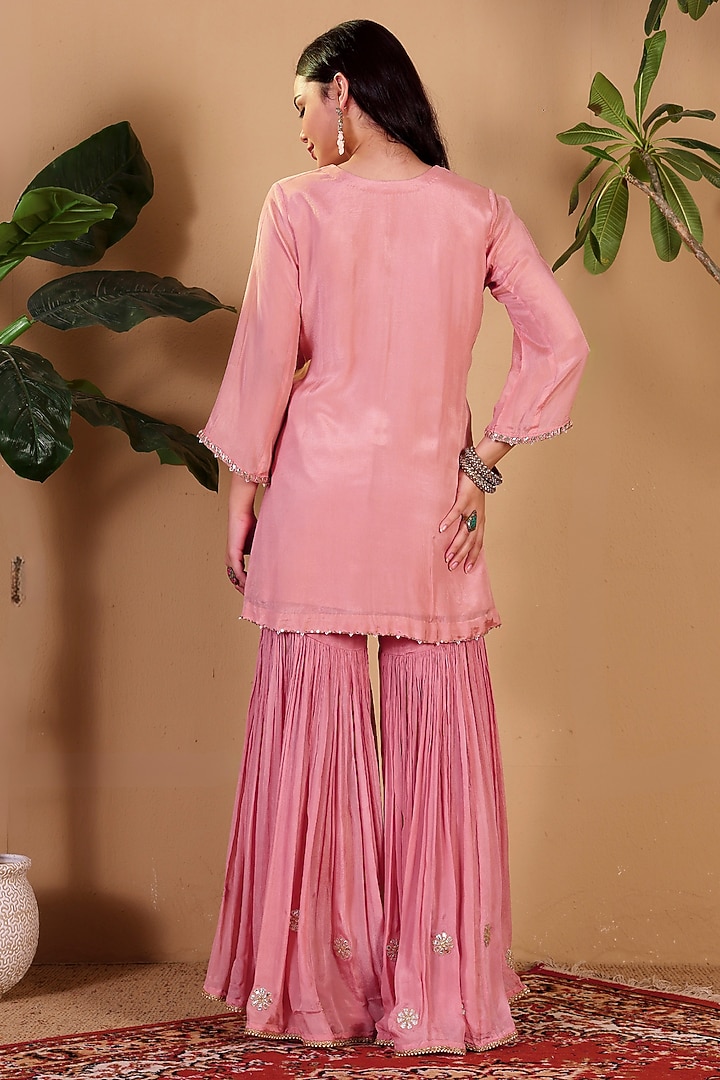 Pink Chinon Wedding Sharara Set by Sonali Methi at Pernia's Pop Up Shop