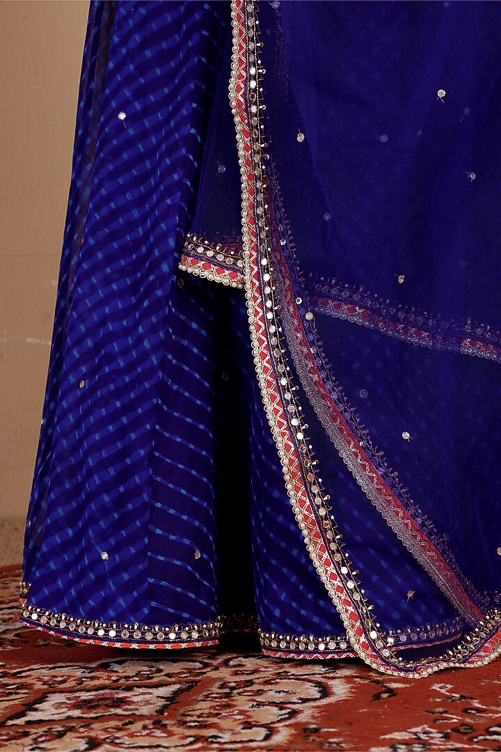Blue Georgette Leheriya Wedding Lehenga Set by Sonali Methi at Pernia's Pop Up Shop