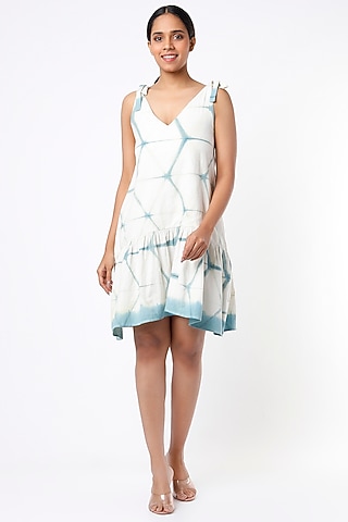 White Printed Dress by SOMETHING SUSTAINABLE