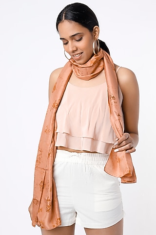 Dark Peach Tie-Dye Scarf by SOMETHING SUSTAINABLE