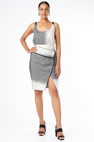 Black Ikat Wrap Skirt by Sonica Sarna